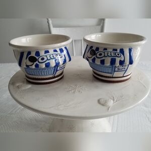 Set of 2 Kraft  Oreo Cookie Ice Cream Shoppe Collector Sundae Dessert Bowls